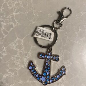 Anchor bagcharm keychain. Silvertone with shades of blue. NWT